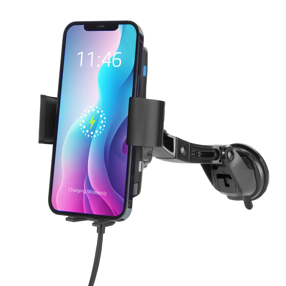 Automatic smartphone car mount with wireless charging