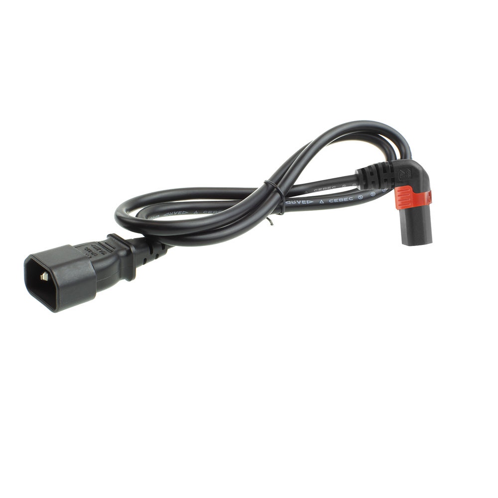 Powercord C14 - C13 IEC Lock (up angled) black 2 m, PC2047