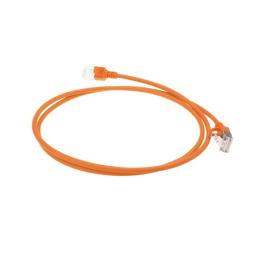 Orange 3 meter LSZH U/FTP CAT6A datacenter slimline patch cable snagless with RJ45 connectors