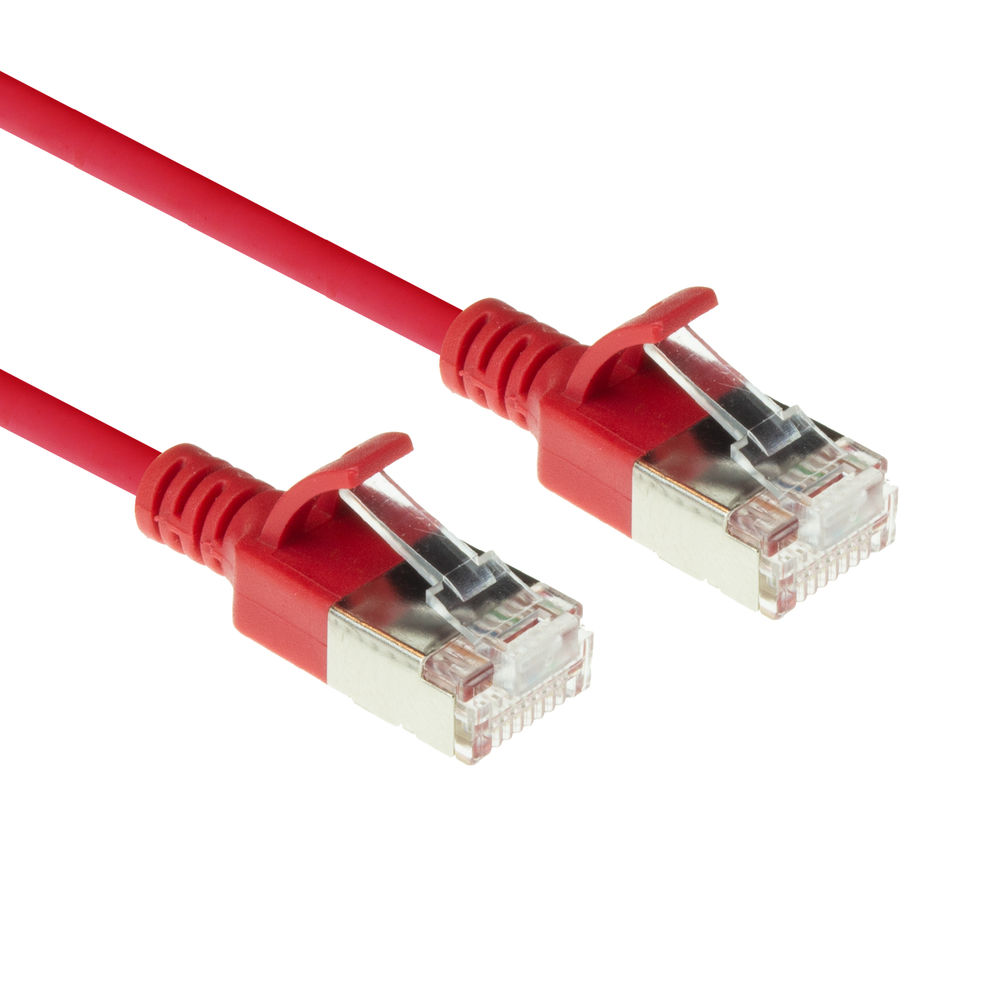 Red 5 meter LSZH U/FTP CAT6A datacenter slimline patch cable snagless with RJ45 connectors