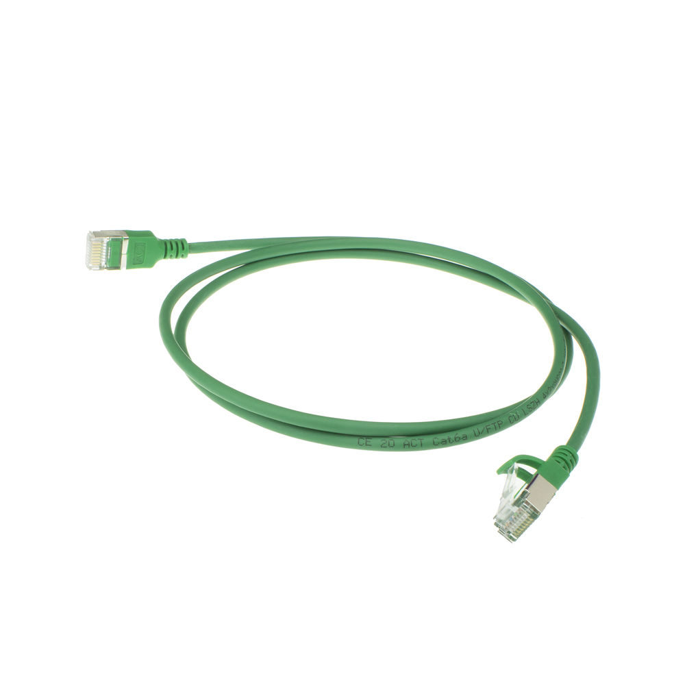 Green 7 meter LSZH U/FTP CAT6A datacenter slimline patch cable snagless with RJ45 connectors