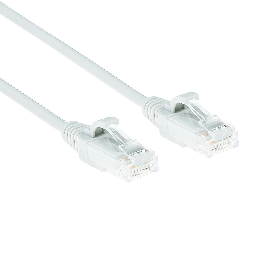 White 1 meter LSZH U/UTP CAT6 datacenter slimline patch cable snagless with RJ45 connectors