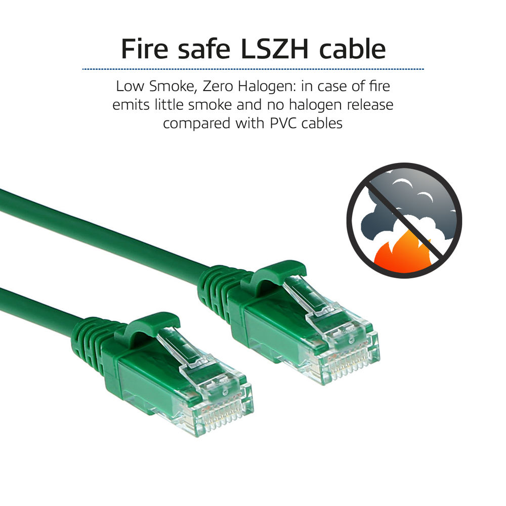 Green 3 meter LSZH U/UTP CAT6 datacenter slimline patch cable snagless with RJ45 connectors