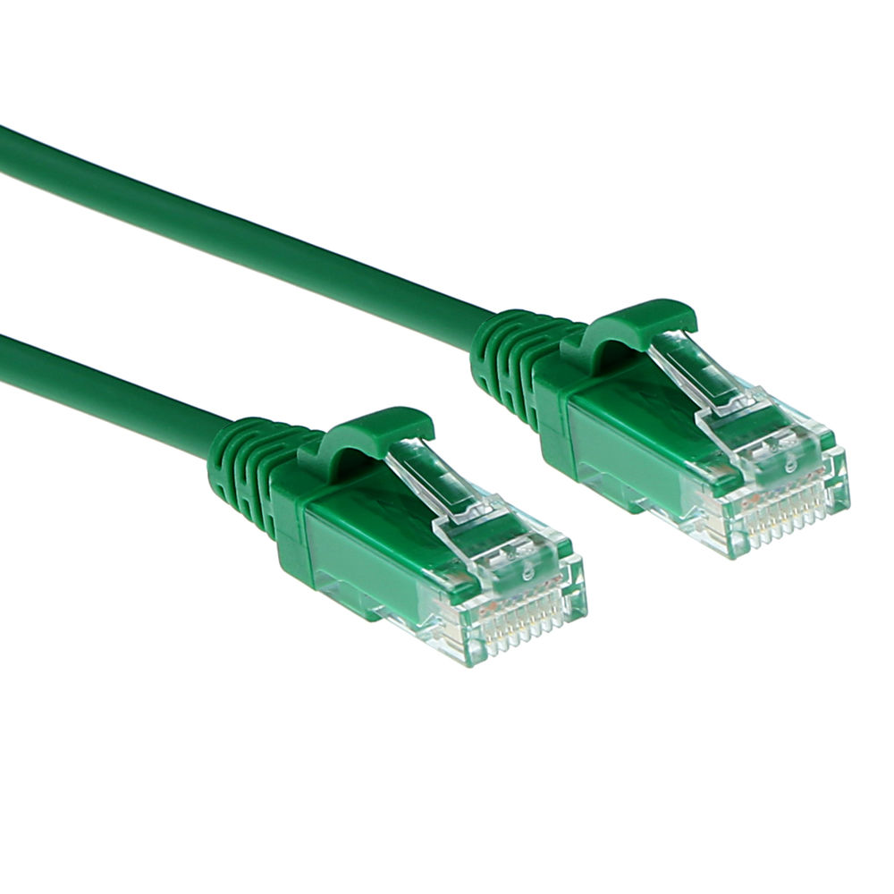 Green 0.25 meter LSZH U/UTP CAT6 datacenter slimline patch cable with RJ45 connectors