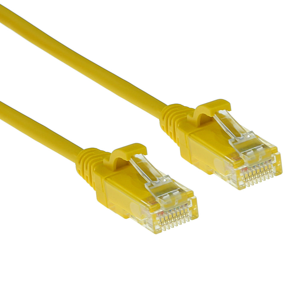 Yellow 2 meter LSZH U/UTP CAT6 datacenter slimline patch cable snagless with RJ45 connectors