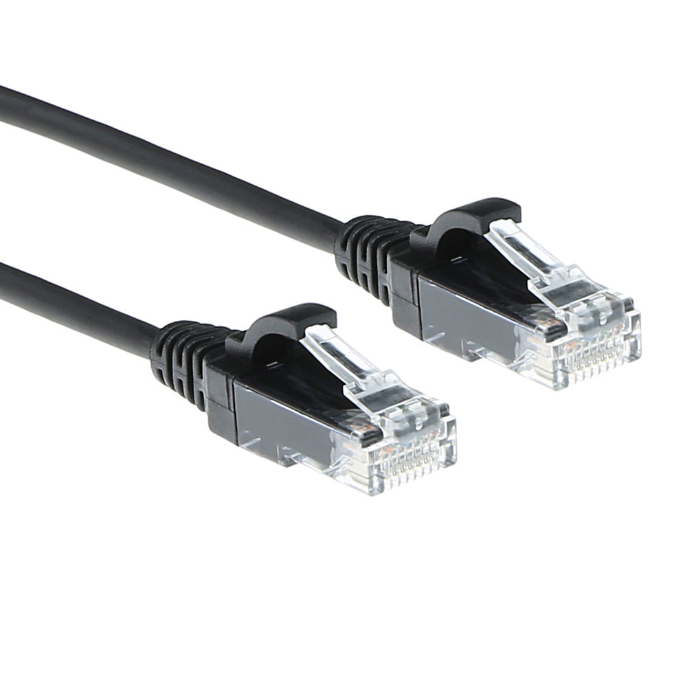 Black 1.5 meter LSZH U/UTP CAT6 datacenter slimline patch cable with RJ45 connectors