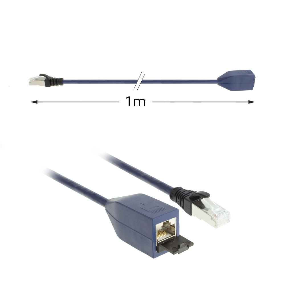 Blue 1 meter LSZH SFTP CAT6A MPTL extension cable snagless with RJ45 connectors