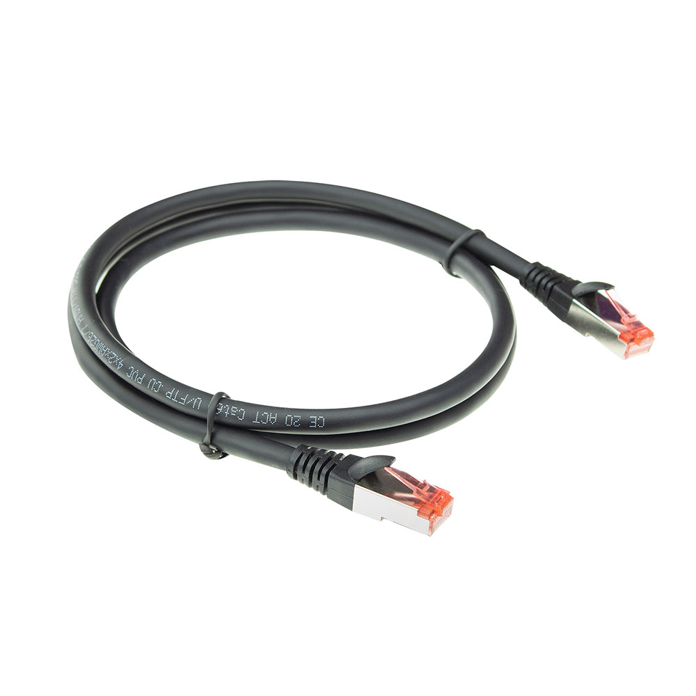 Black 7 meter CAT6A U/FTP PVC high flexibility tangle-free patch cable snagless with RJ45 connectors