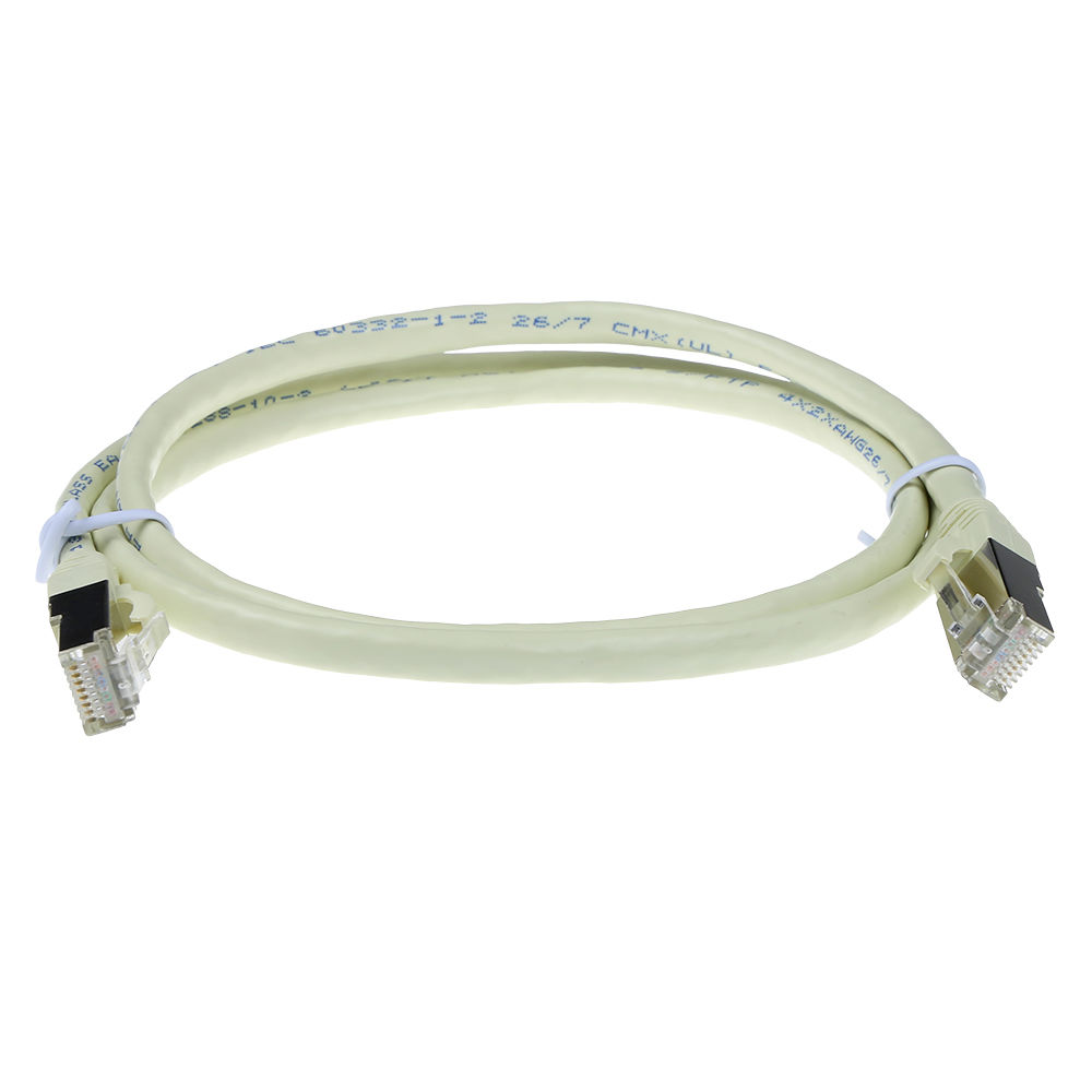 Ivory 2 meter SFTP CAT6A patch cable snagless with RJ45 connectors