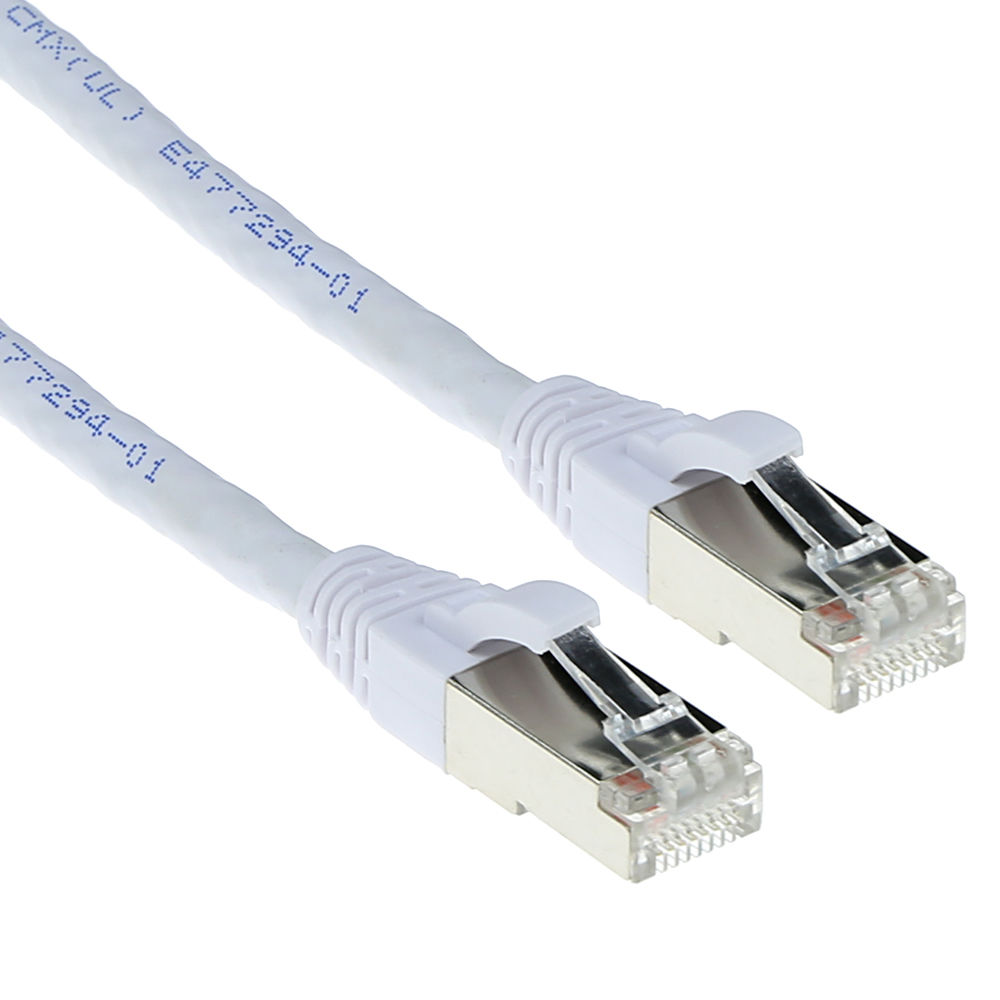 White 0.5 meter SFTP CAT6A patch cable snagless with RJ45 connectors