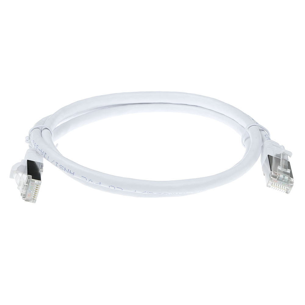 White 1.5 meter SFTP CAT6A patch cable snagless with RJ45 connectors