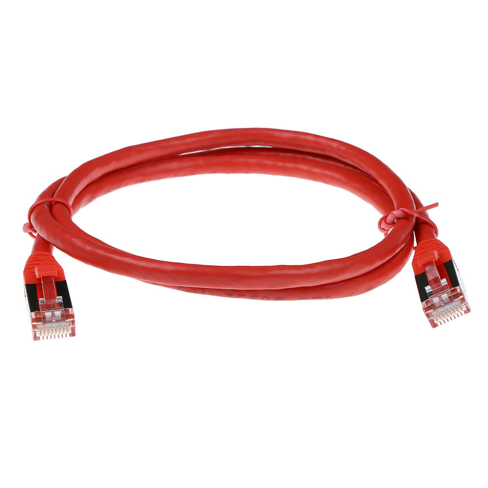 Red 10 meter SFTP CAT6A patch cable snagless with RJ45 connectors
