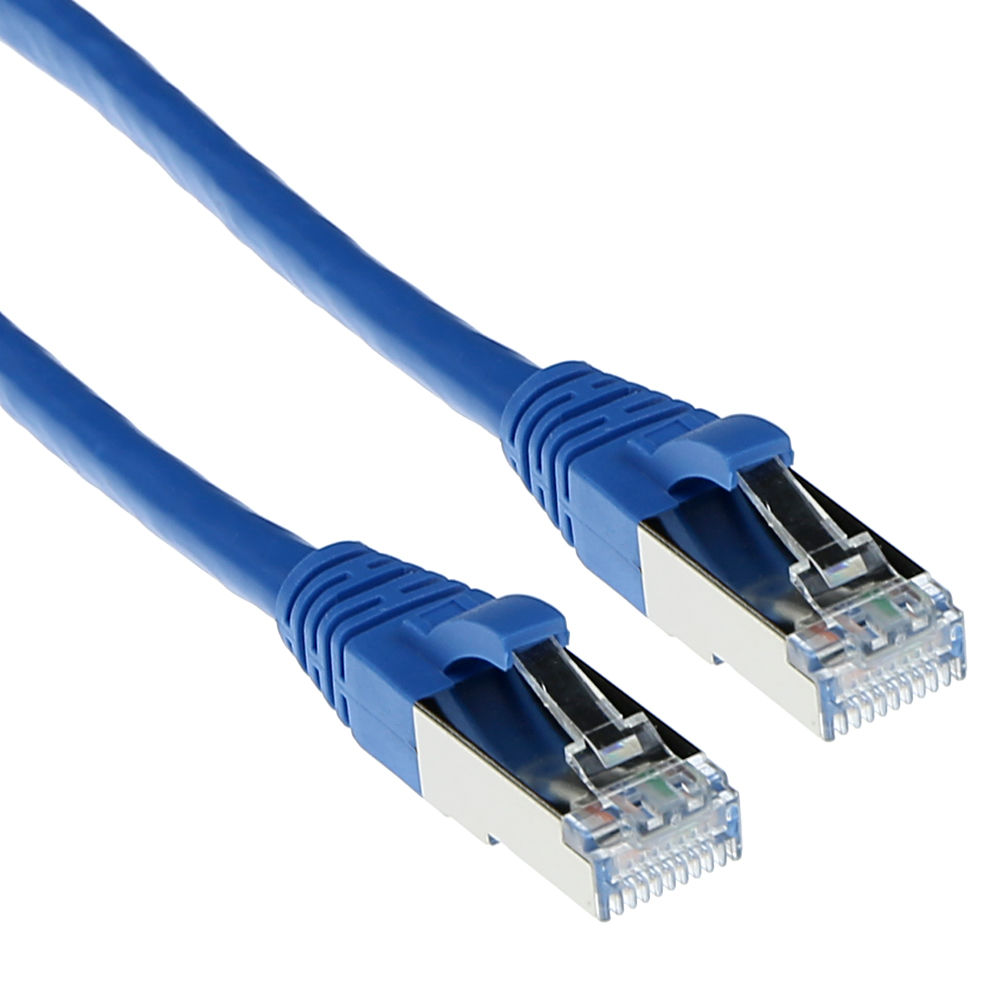Blue 1 meter SFTP CAT6A patch cable snagless with RJ45 connectors
