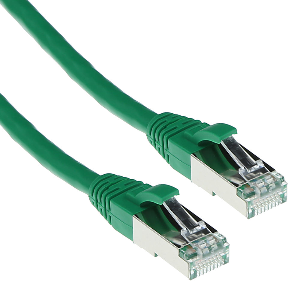 Green 1 meter SFTP CAT6A patch cable snagless with RJ45 connectors