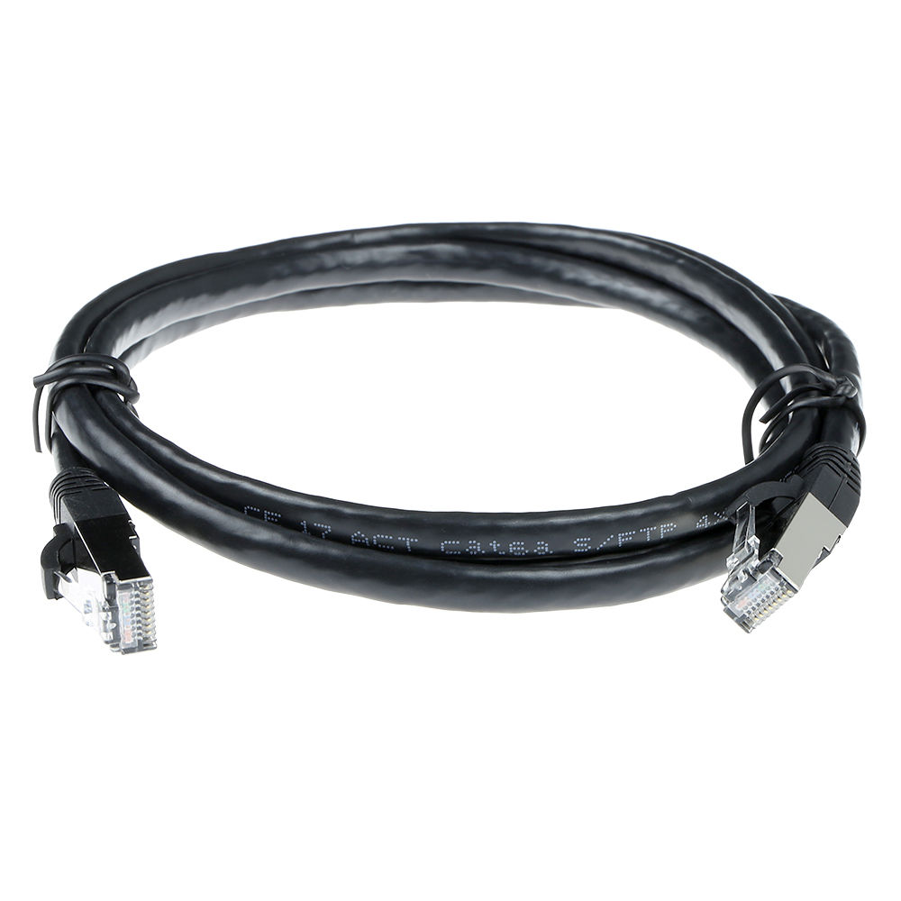 Black 0.5 meter SFTP CAT6A patch cable snagless with RJ45 connectors