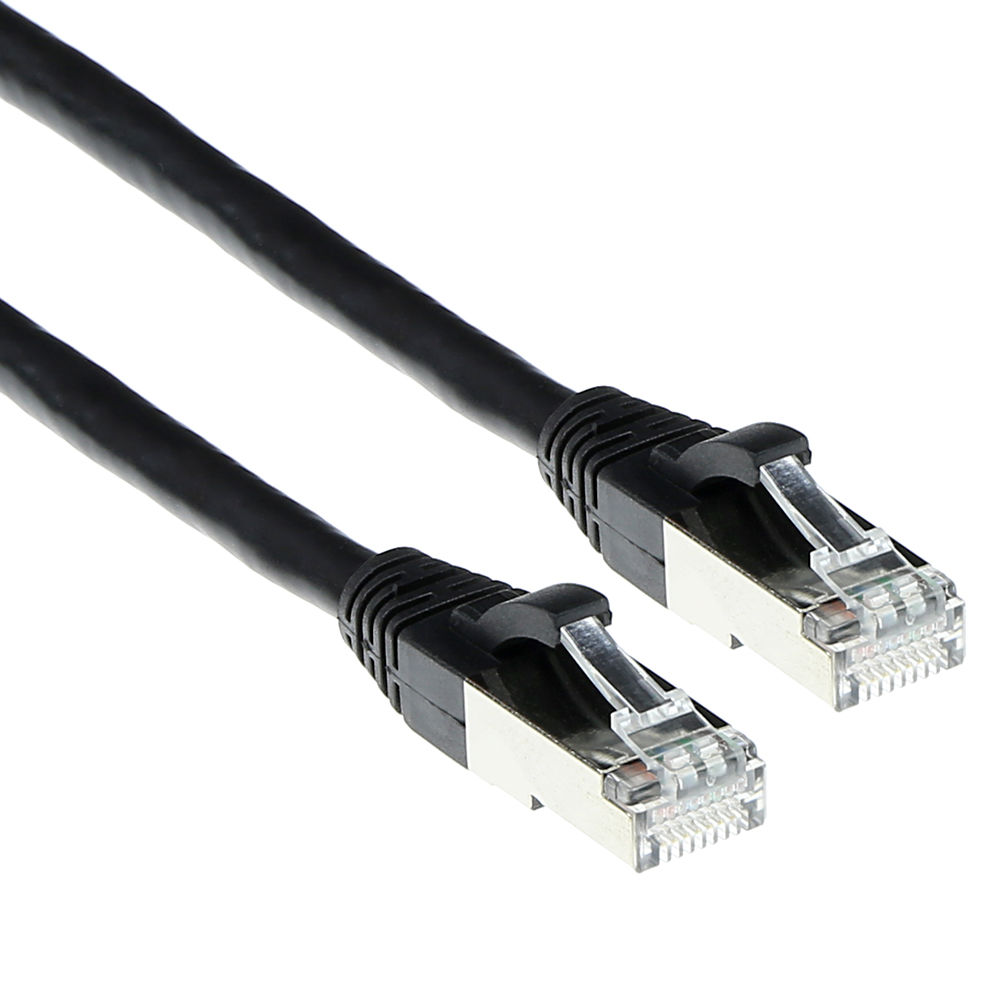 Black 15 meter SFTP CAT6A patch cable snagless with RJ45 connectors