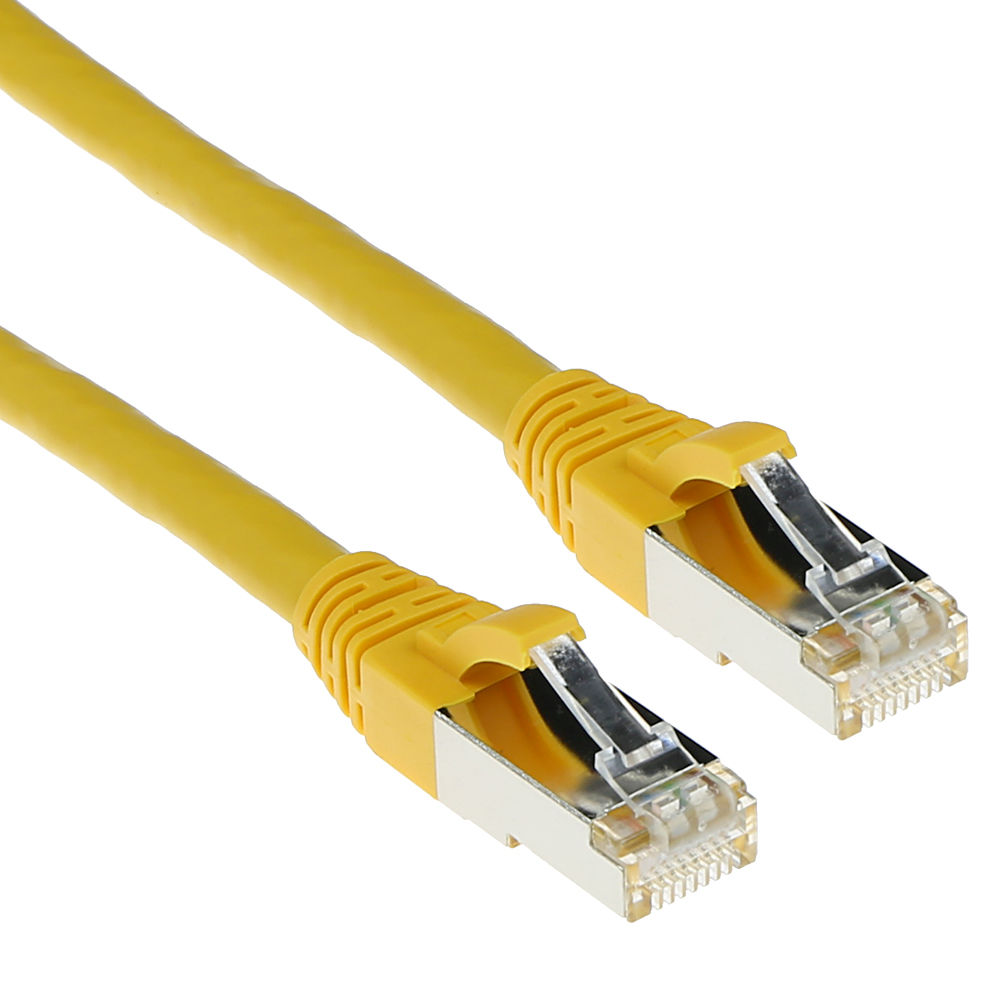 Yellow 1 meter LSZH SFTP CAT6A patch cable snagless with RJ45 connectors