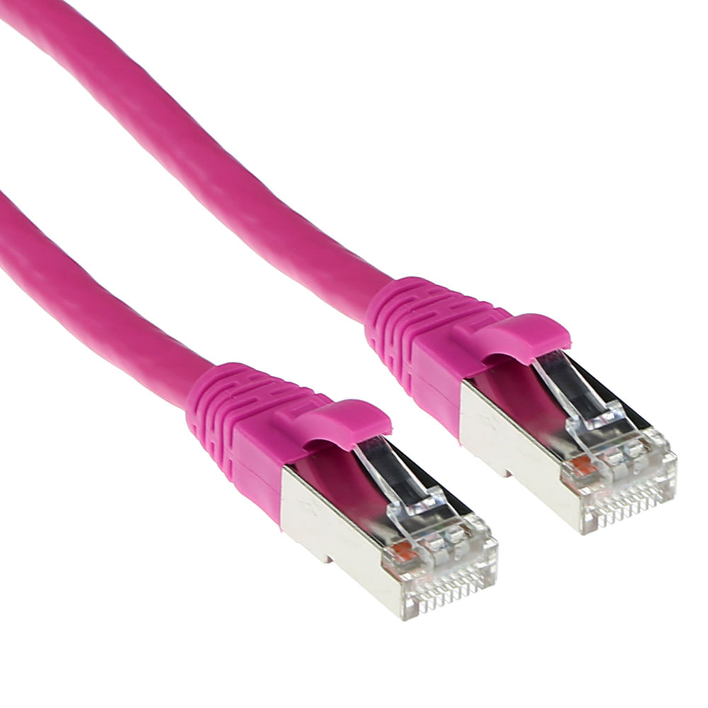 Pink 30 meter LSZH SFTP CAT6A patch cable snagless with RJ45 connectors