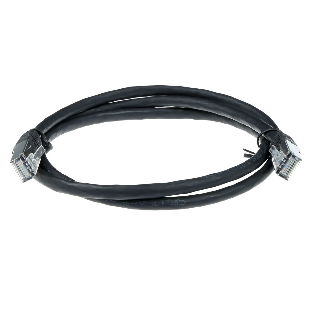 Black 10 meter LSZH SFTP CAT6 patch cable with RJ45 connectors