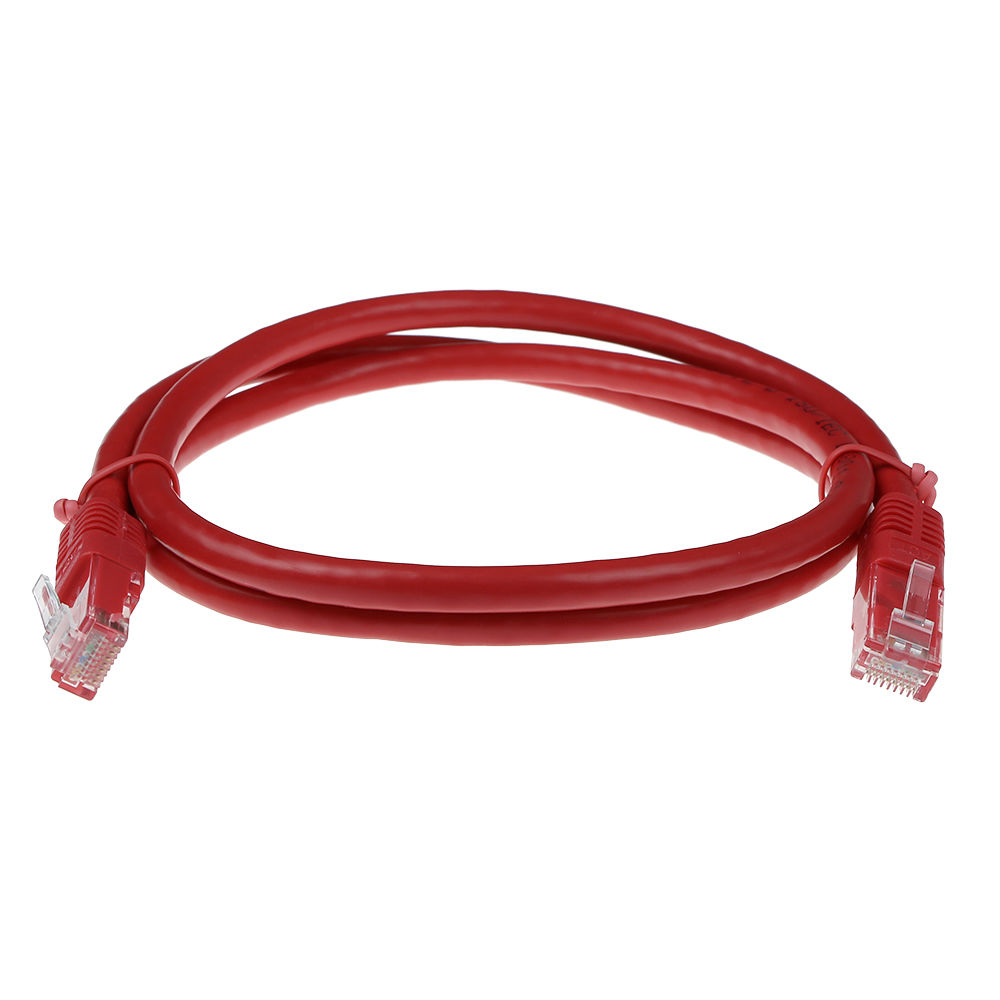 Red 2 meter LSZH U/UTP CAT6A patch cable with RJ45 connectors