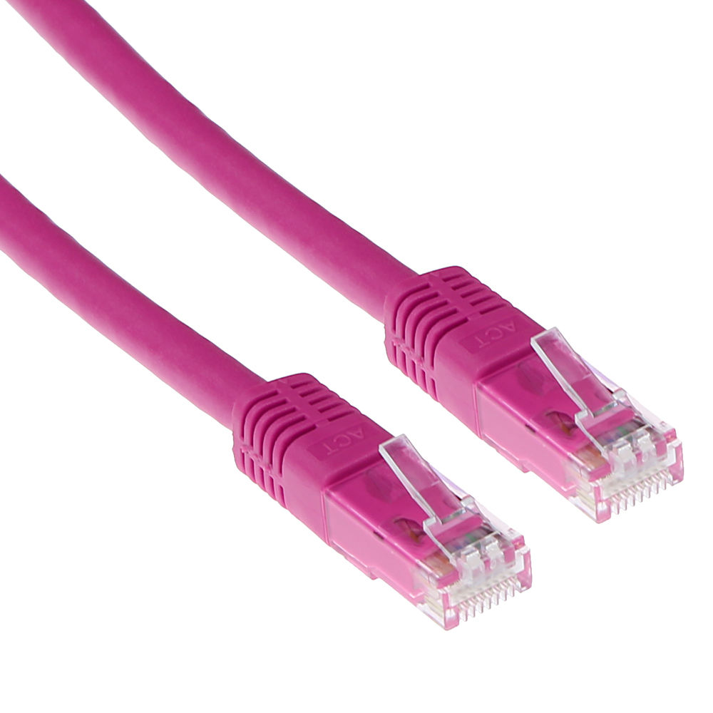 Pink 1.5 meter U/UTP CAT6 patch cable with RJ45 connectors
