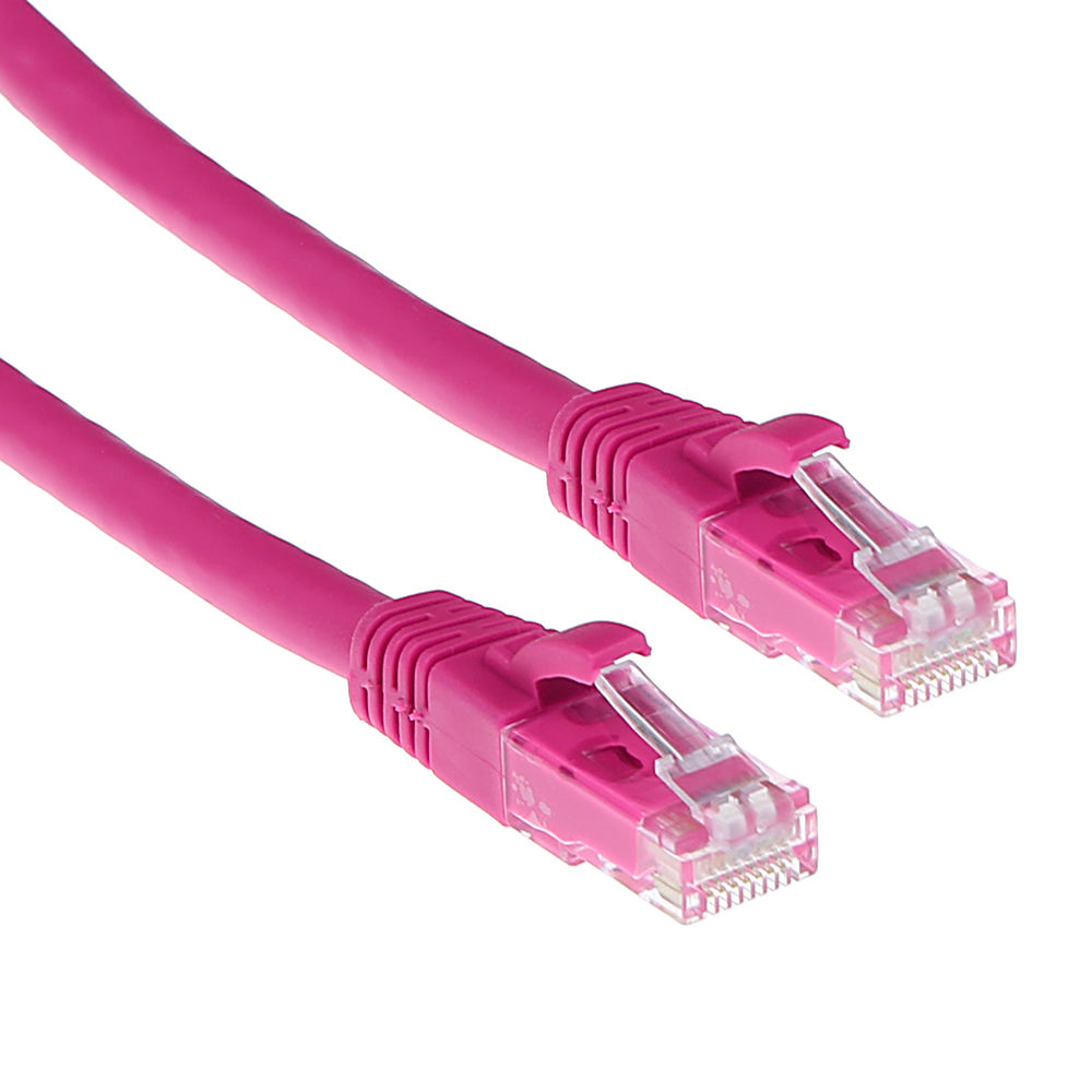 Pink 1 meter U/UTP CAT6A patch cable snagless with RJ45 connectors