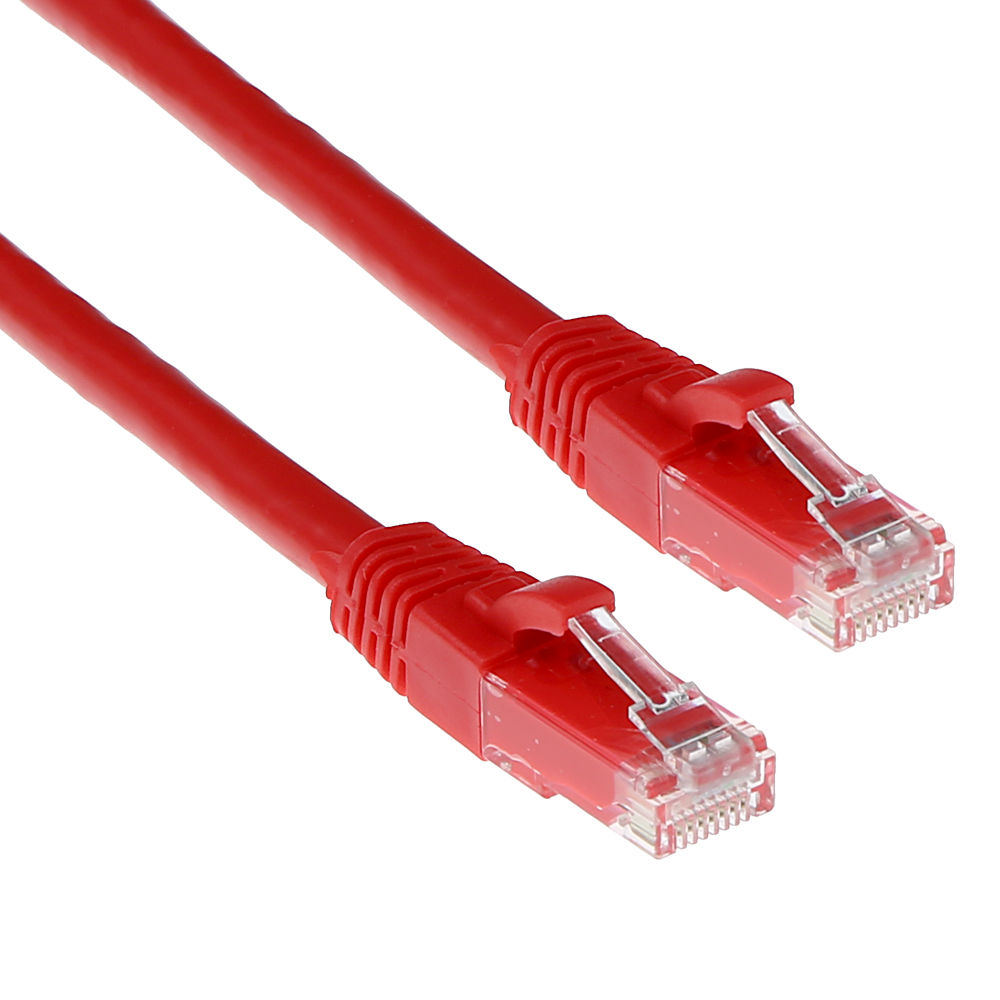 Red 0.5 meter U/UTP CAT6A patch cable snagless with RJ45 connectors