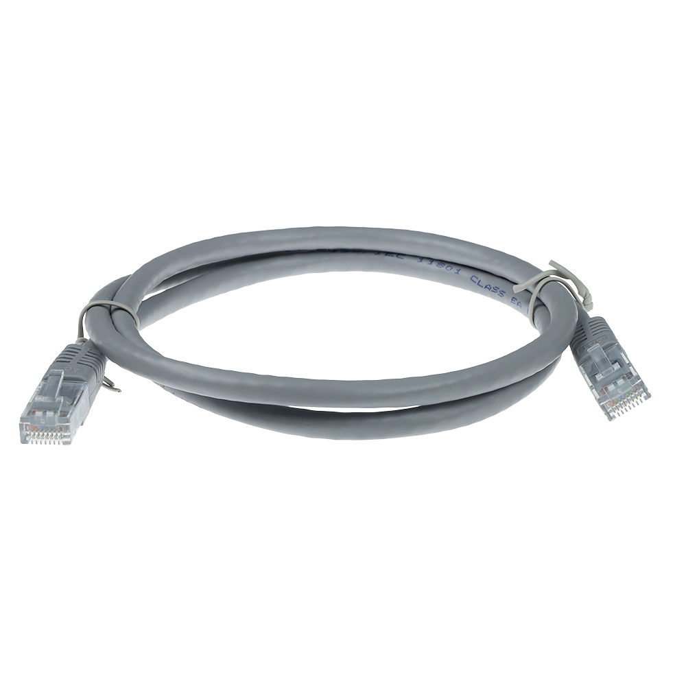 Grey 5 meter U/UTP CAT6A patch cable with RJ45 connectors