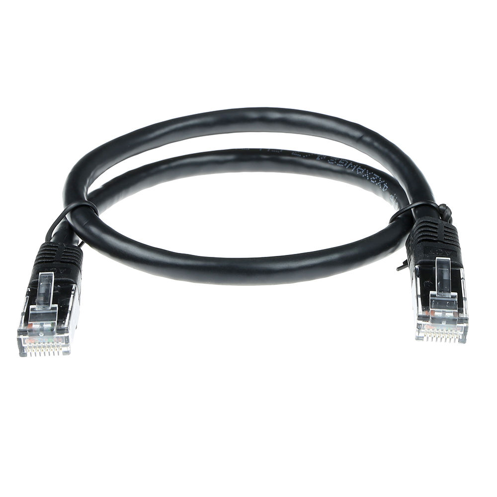 Black 2 meter LSZH U/UTP CAT6A patch cable with RJ45 connectors