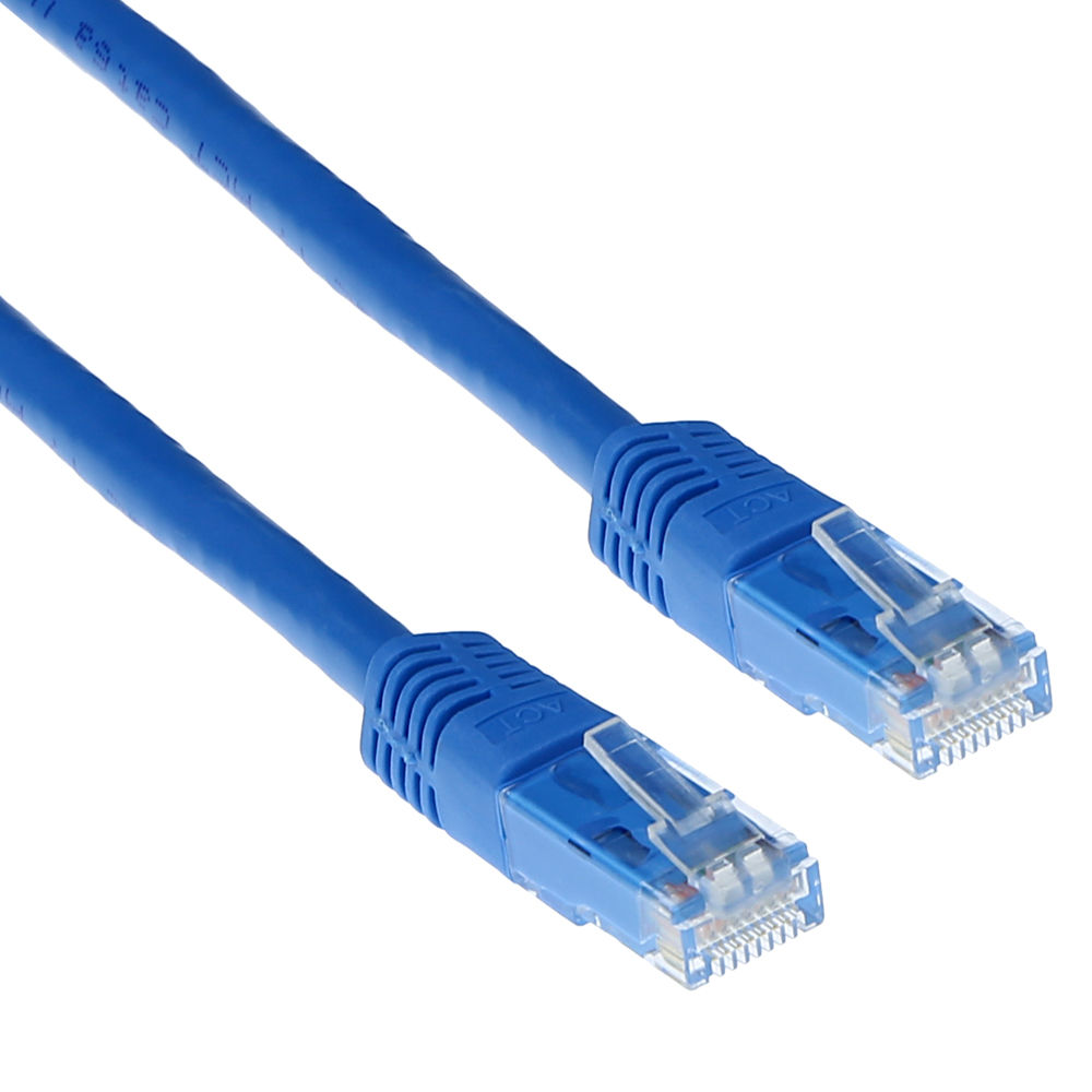 Blue 0.5 meter U/UTP CAT6A patch cable with RJ45 connectors