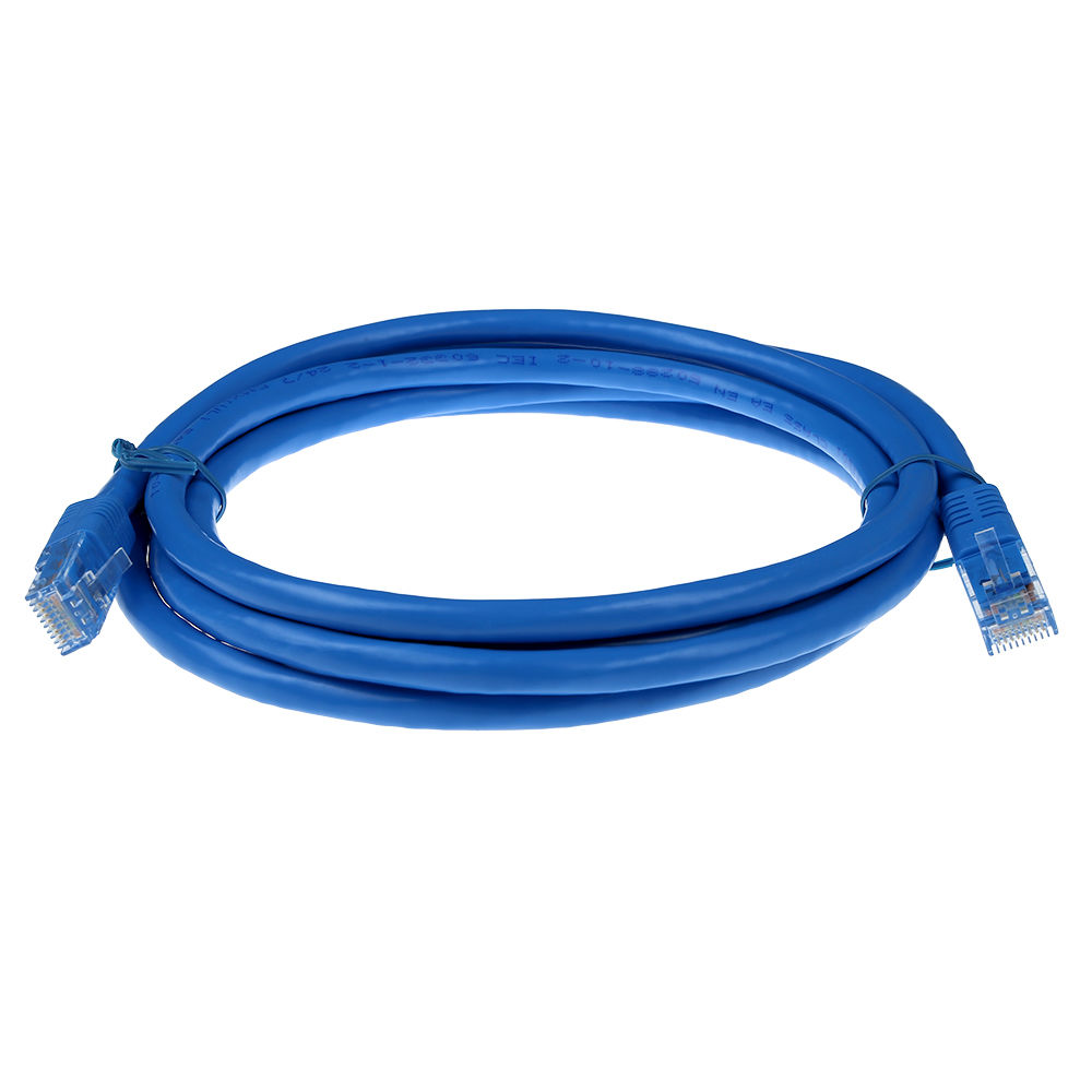 Blue 1 meter U/UTP CAT6A patch cable with RJ45 connectors
