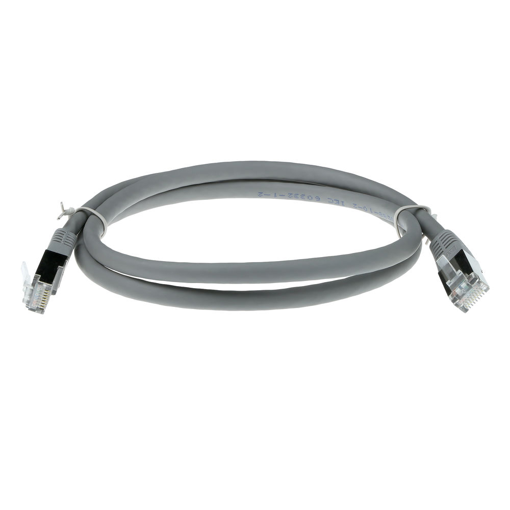 Grey 15 meter LSZH SFTP CAT6A patch cable with RJ45 connectors
