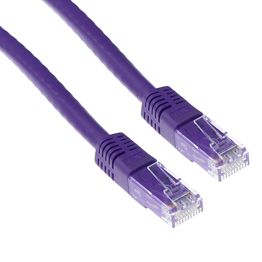 Purple 5 meter U/UTP CAT6A patch cable with RJ45 connectors