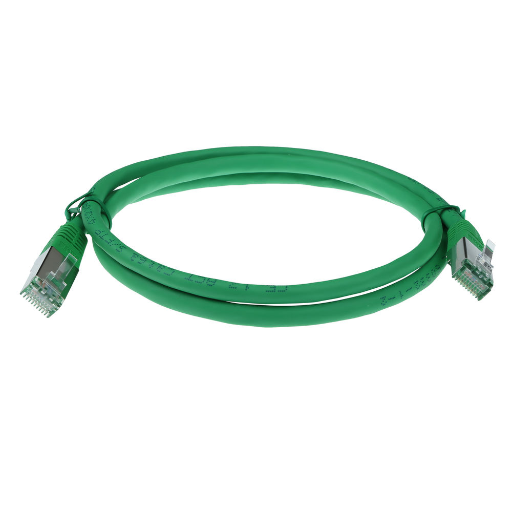Green 7 meter LSZH SFTP CAT6A patch cable with RJ45 connectors