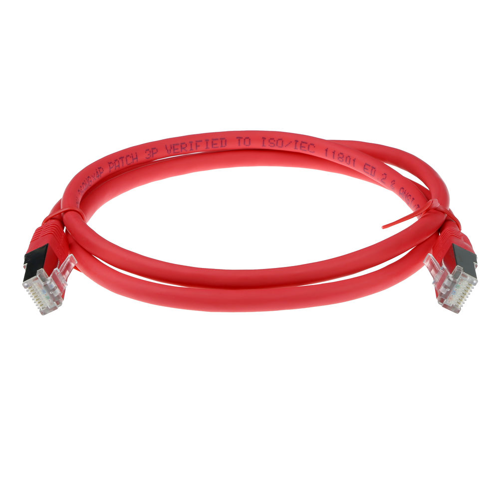 Red 3 meter F/UTP CAT5E patch cable with RJ45 connectors