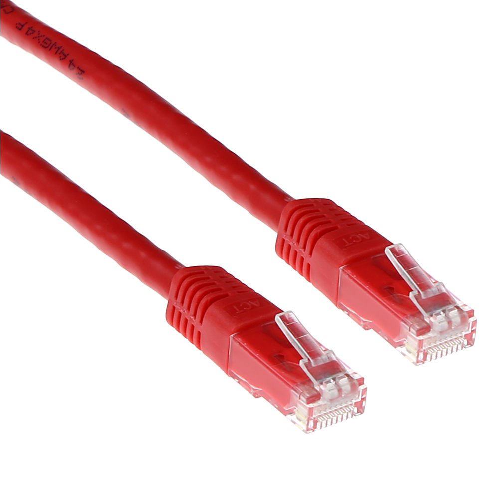 Red 2 meter U/UTP CAT6 patch cable with RJ45 connectors
