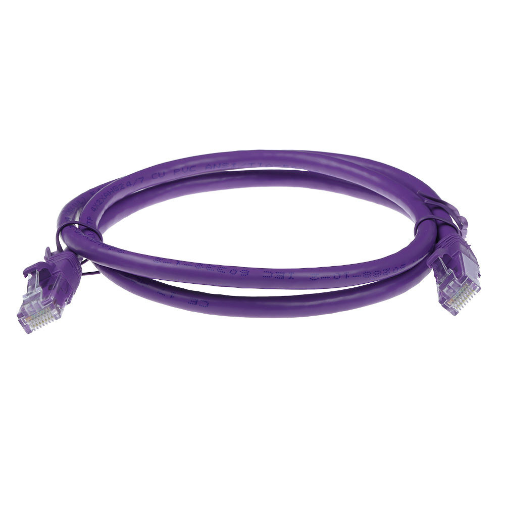 Purple 2 meter U/UTP CAT6 patch cable snagless with RJ45 connectors