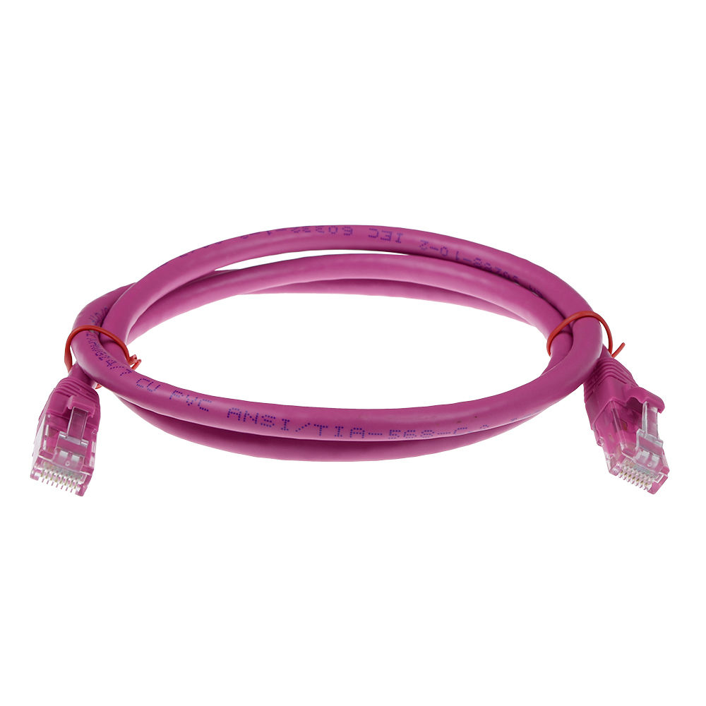 Pink 2 meter U/UTP CAT6 patch cable snagless with RJ45 connectors