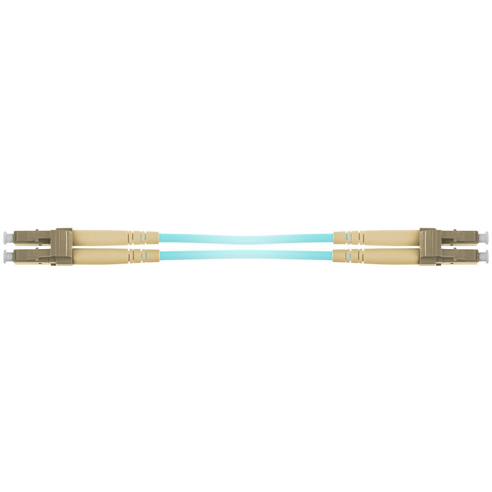 10 meter multimode 50/125 OM3 duplex armored fiber patch cable with LC connectors