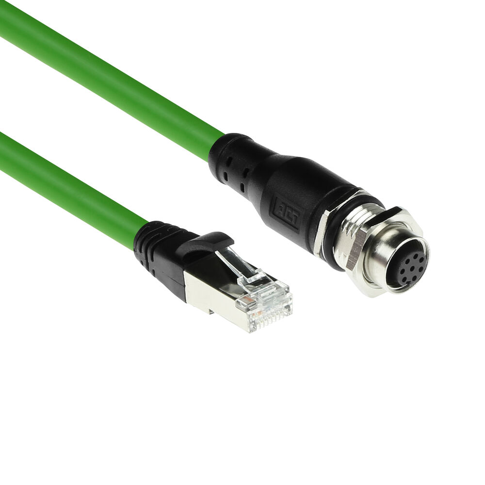 Industrial 3.50 meters Sensor cable M12A 8-pin female to RJ45 male, Ultraflex SF/UTP TPE cable, shielded