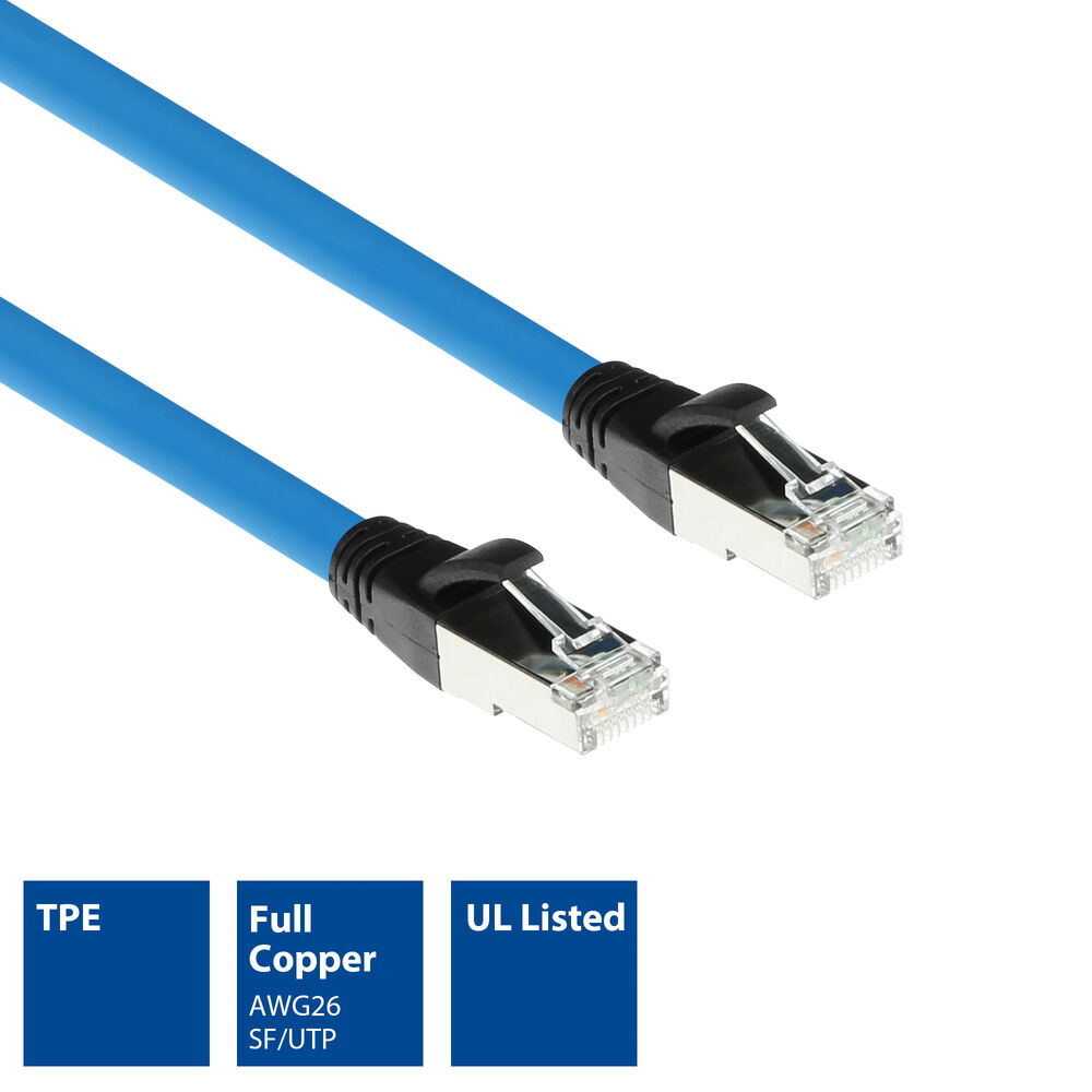 Industrial 6.50 meters Profinet cable RJ45 male to RJ45 male, Superflex CAT6A SF/UTP TPE cable, shielded