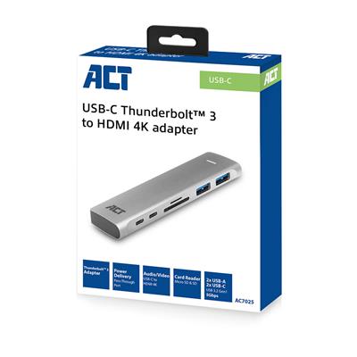 USB-C Thunderbolt™ 3 to HDMI multiport adapter 4K, USB hub, card reader and PD pass through