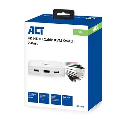HDMI 4K KVM switch with fixed cables