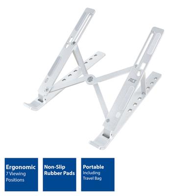 Foldable laptop stand aluminium, 7 positions height adjustable