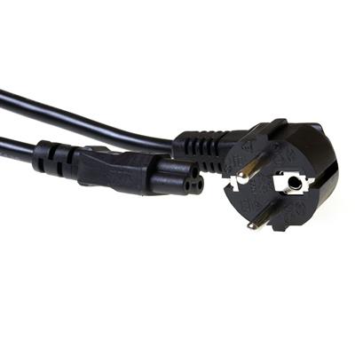 Powercord mains connector CEE 7/7 male (angled) - C5 black 2 m