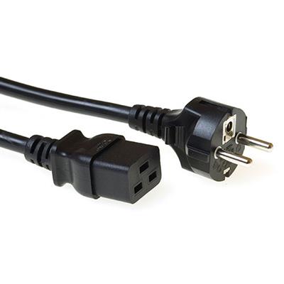 Powercord mains connector CEE 7/7 male (straight) - C19 black 5 m