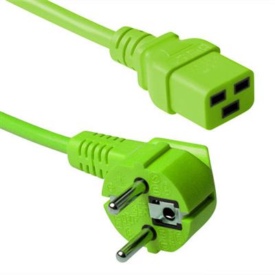 Powercord mains connector CEE 7/7 male (angled) - C19 green 3 m