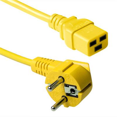 Powercord mains connector CEE 7/7 male (angled) - C19 yellow 1.2 m