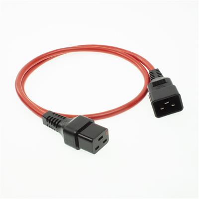 Powercord C19 IEC Lock - C20 red 1 m, PC1401