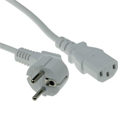 Powercord mains connector CEE 7/7 male (angled) - C13 white 3 m